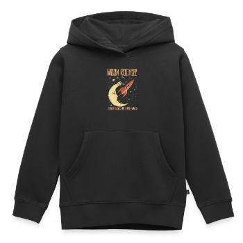 Moon Rocket Vintage - Sweat Premium à capuche enfant bio - noir - Devant - AI Model Kid Male (0cm)