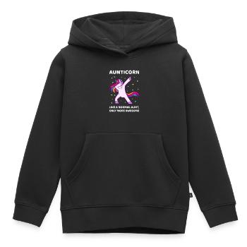 Aunticorn I - Awesome Aunt Unicorn - Kids Premium Organic Hoodie - black - Front - AI Model Kid Male (0cm)