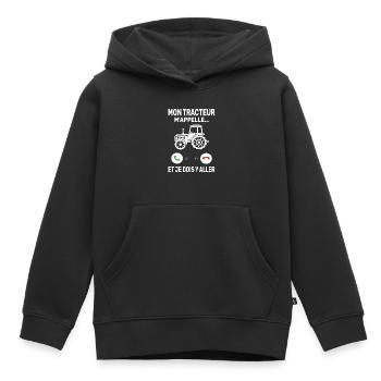 Conducteur Tracteur Agriculteur Tracteur Amour - Sweat Premium à capuche enfant bio - noir - Devant - AI Model Kid Male (0cm)