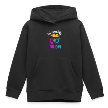 Égalité - Sweat Premium à capuche enfant bio - noir - Devant - AI Model Kid Male (0cm)