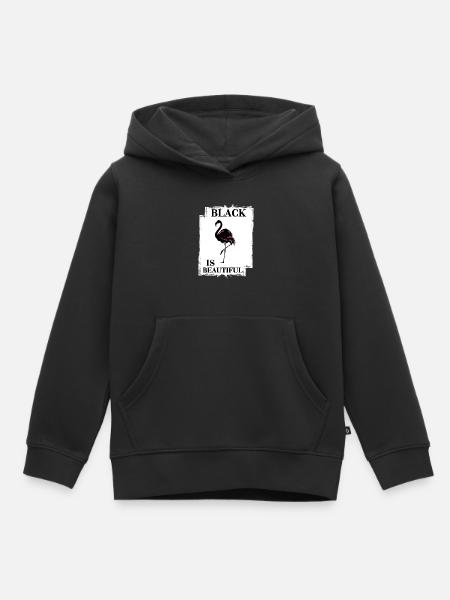 flamant rose noir préfère noir noir beau - Sweat Premium à capuche enfant bio - noir