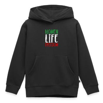 Femmes Vie Liberté Femmes Femmes Droits des femmes Iran - Sweat Premium à capuche enfant bio - noir - Devant - AI Model Kid Male (0cm)