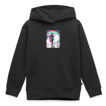 Cyborg Cats Sci-fi Geisha Idée cadeau - Sweat Premium à capuche enfant bio - noir - Devant - AI Model Kid Male (0cm)