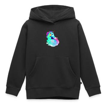 Licornes Écoutez de la musique Licorne Animal mythique Licorne - Sweat Premium à capuche enfant bio - noir - Devant - AI Model Kid Male (0cm)