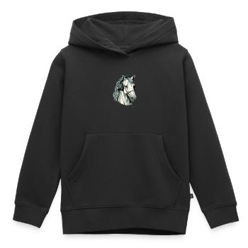 Hapo le cheval audiophile - Sweat Premium à capuche enfant bio - noir - Devant - AI Model Kid Male (0cm)