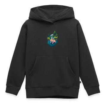 Belle illustration d’un lapin - Sweat Premium à capuche enfant bio - noir - Devant - AI Model Kid Male (0cm)