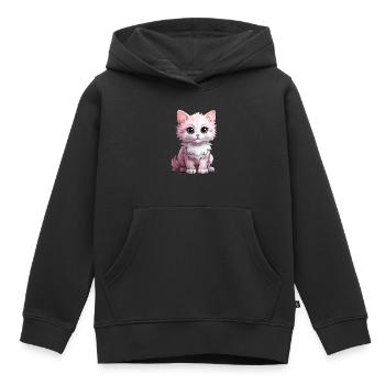Weißes Kätzchen mit blauen Augen - Kinder Premium Organic Hoodie - Schwarz - Vorne - AI Model Kid Male (0cm)