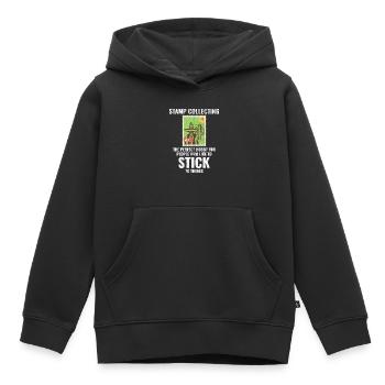 Philatéliste collectionneur collectionneur de timbres - Sweat Premium à capuche enfant bio - noir - Devant - AI Model Kid Male (0cm)