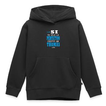 Thomas Si tu veux la perfection adopte un thomas - Sweat Premium à capuche enfant bio - noir - Devant - AI Model Kid Male (0cm)
