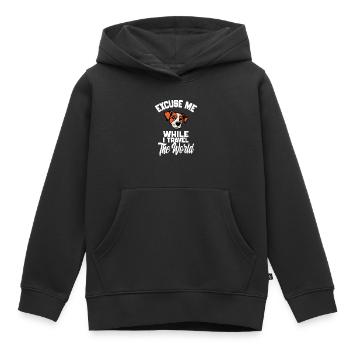 Excuse Me While I Travel The World Funny Dog Gift - Sweat Premium à capuche enfant bio - noir - Devant - AI Model Kid Male (0cm)