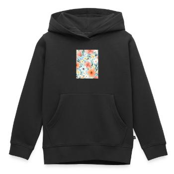Pastel Floral Motif Floral - Sweat Premium à capuche enfant bio - noir - Devant - AI Model Kid Male (0cm)