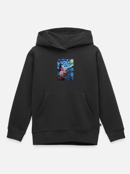 axolotl van gogh sternennacht - Kinder Premium Organic Hoodie - Schwarz