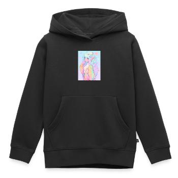 Anime, Fille d’anime, Fille d’anime, Elfe - Sweat Premium à capuche enfant bio - noir - Devant - AI Model Kid Male (0cm)