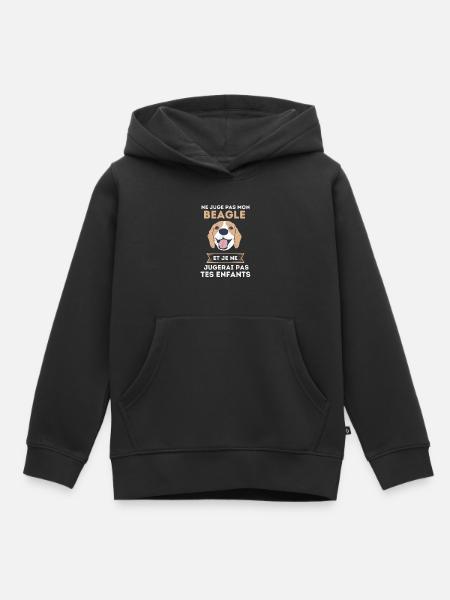 Ne juge pas mon beagle - Sweat Premium à capuche enfant bio - noir
