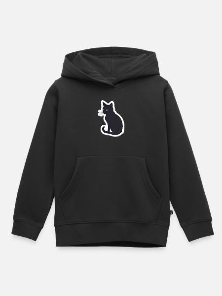 Katze Silhouette - Kinder Premium Organic Hoodie - Schwarz