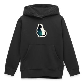 Katze Silhouette - Kinder Premium Organic Hoodie - Schwarz - Vorne - AI Model Kid Male (0cm)