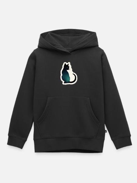 Katze Silhouette - Kinder Premium Organic Hoodie - Schwarz