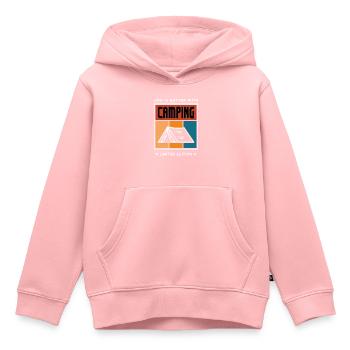Camping - Sweat Premium à capuche enfant bio - rose - Devant - AI Model Kid Female (0cm)