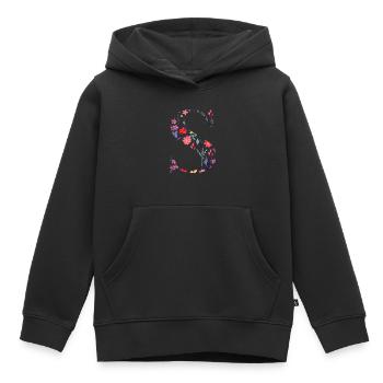 Personalisierte Blumenbuchstaben - Geschenkidee - Kinder Premium Organic Hoodie - Schwarz - Vorne - AI Model Kid Male (0cm)