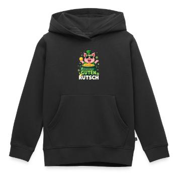 Silvester - Glücksschwein Neujahr - Kinder Premium Organic Hoodie - Schwarz - Vorne - AI Model Kid Male (0cm)