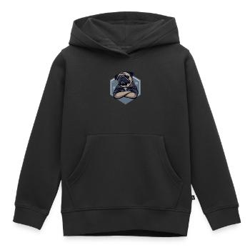 Chien carlin - Sweat Premium à capuche enfant bio - noir - Devant - AI Model Kid Male (0cm)