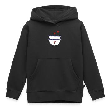Lettre t bols breton - Sweat Premium à capuche enfant bio - noir - Devant - AI Model Kid Male (0cm)