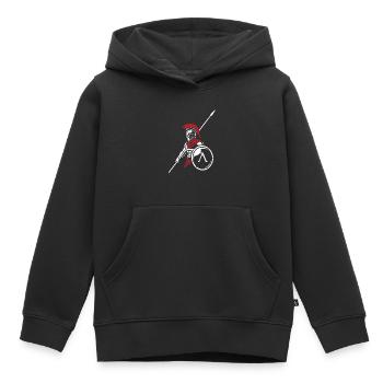 Spartiate Garde Royale Mascotte Spartan Shield - Sweat Premium à capuche enfant bio - noir - Devant - AI Model Kid Male (0cm)