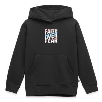 Faith Over Fear Pastell Christlich Inspirierend - Kinder Premium Organic Hoodie - Schwarz - Vorne - AI Model Kid Male (0cm)