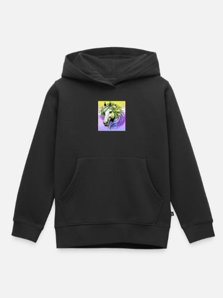 Pferd - Kinder Premium Organic Hoodie - Schwarz