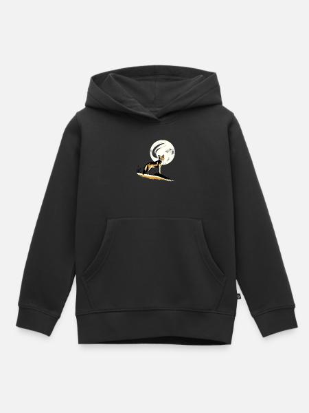 Schakal im Mondlicht - Kinder Premium Organic Hoodie - Schwarz