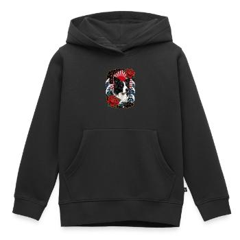 Border Collie im japanischen Irezumi Stil - Kinder Premium Organic Hoodie - Schwarz - Vorne - AI Model Kid Male (0cm)