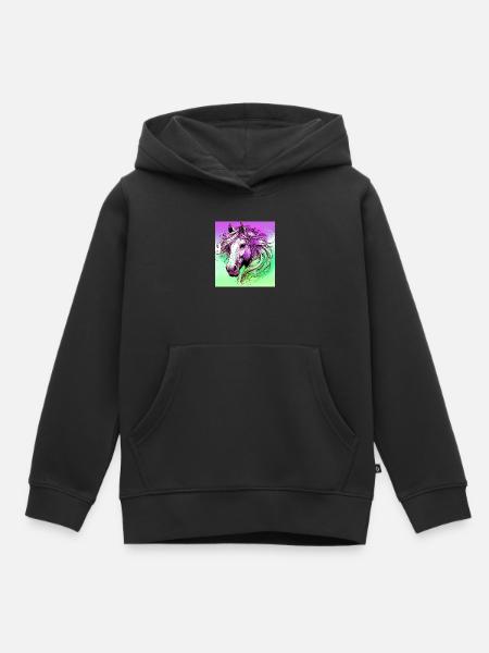 Pferd - Kinder Premium Organic Hoodie - Schwarz