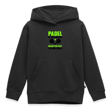 Padel No Matter What - Kids Premium Organic Hoodie - black - Front - AI Model Kid Male (0cm)
