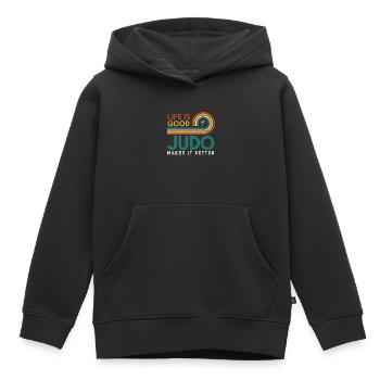 Das Leben Ist Gut, Judo Macht Es Besser - Kinder Premium Organic Hoodie - Schwarz - Vorne - AI Model Kid Male (0cm)