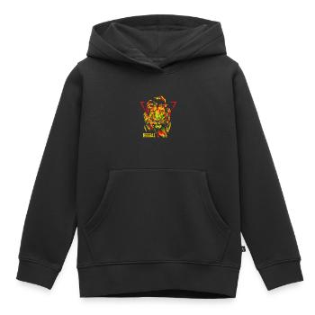 Reggae lion design Pour les amateurs de musique reggae - Sweat Premium à capuche enfant bio - noir - Devant - AI Model Kid Male (0cm)