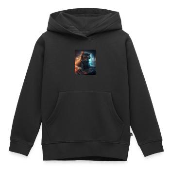 DJ Katze - Kinder Premium Organic Hoodie - Schwarz - Vorne - AI Model Kid Male (0cm)