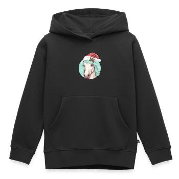 Chapeau de père Noël cheval - Sweat Premium à capuche enfant bio - noir - Devant - AI Model Kid Male (0cm)