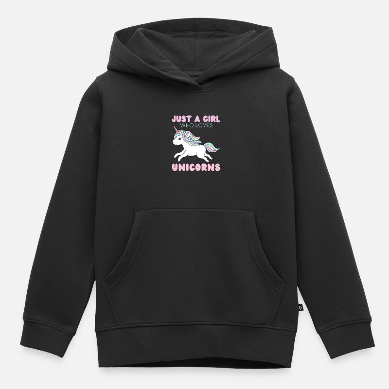 Nur Ein Mädchen, Das Einhörner Liebt. - Kinder Premium Organic Hoodie - Schwarz