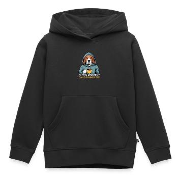 Bonjour très mince glace drôle beagle - Sweat Premium à capuche enfant bio - noir - Devant - AI Model Kid Male (0cm)