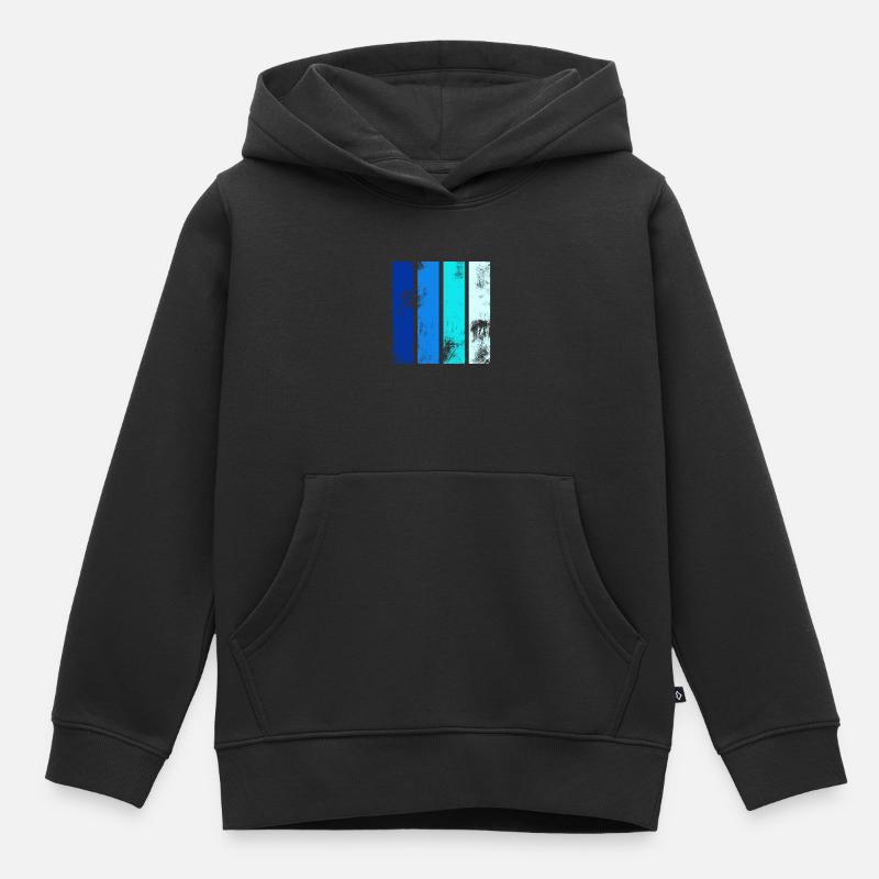 Rayures rétro bleu - Sweat Premium à capuche enfant bio - noir