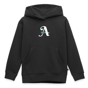 Buchstabe A blumig - Kinder Premium Organic Hoodie - Schwarz - Vorne - AI Model Kid Male (0cm)