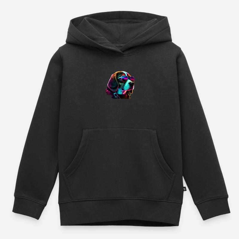 Beagle Chiens Beagles - Sweat Premium à capuche enfant bio - noir