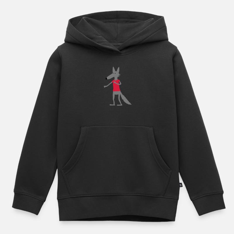 Wolf (Flexdruck) - Kinder Premium Organic Hoodie - Schwarz