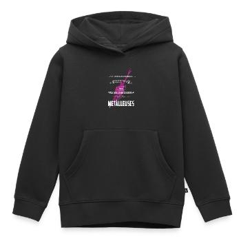 metalleuses.png - Sweat Premium à capuche enfant bio - noir - Devant - AI Model Kid Male (0cm)