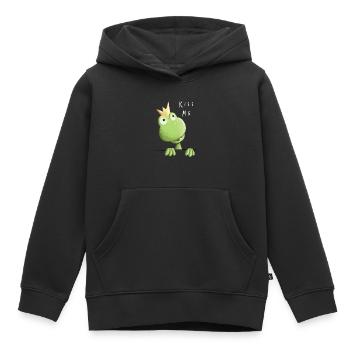 Embrasse-moi grenouille - Prince grenouille - Comic - Sweat Premium à capuche enfant bio - noir - Devant - AI Model Kid Male (0cm)
