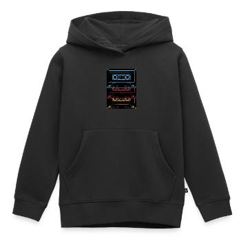 Rétro cassette de néon Old School Playlist - Sweat Premium à capuche enfant bio - noir - Devant - AI Model Kid Male (0cm)