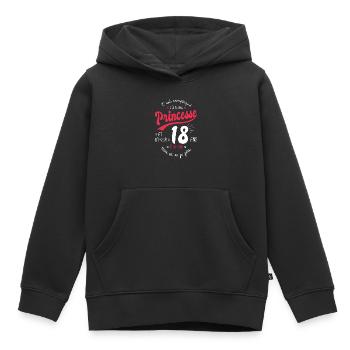 princesse 18 ans cadeau humour anniversaire 18 ans - Sweat Premium à capuche enfant bio - noir - Devant - AI Model Kid Male (0cm)