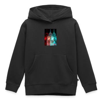 Londres - Sweat Premium à capuche enfant bio - noir - Devant - AI Model Kid Male (0cm)