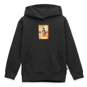 Lady Orange victorienne - Sweat Premium à capuche enfant bio - noir - Devant - AI Model Kid Male (0cm)