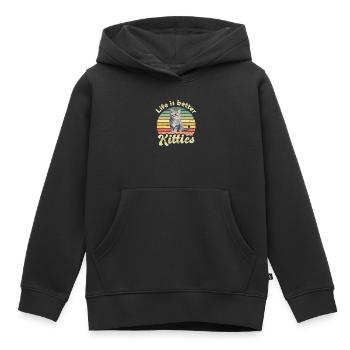 Chats - Sweat Premium à capuche enfant bio - noir - Devant - AI Model Kid Male (0cm)